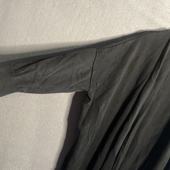 michael kors Cardigan Medium M Black Ribbed Knit pockets thick open front - Picture 4 of 11